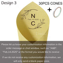 Personalized wedding confetti cones with names and date,