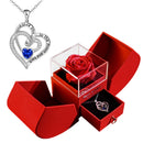 Gift for women, gift box with eternal rose and heart necklace, jewelry box