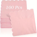 100 Pcs Cocktail Napkins, 2-Ply 5 x 5 Inches Disposable Scalloped Napkins, Thick Premium Dessert Napkins