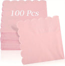 100 Pcs Cocktail Napkins, 2-Ply 5 x 5 Inches Disposable Scalloped Napkins, Thick Premium Dessert Napkins