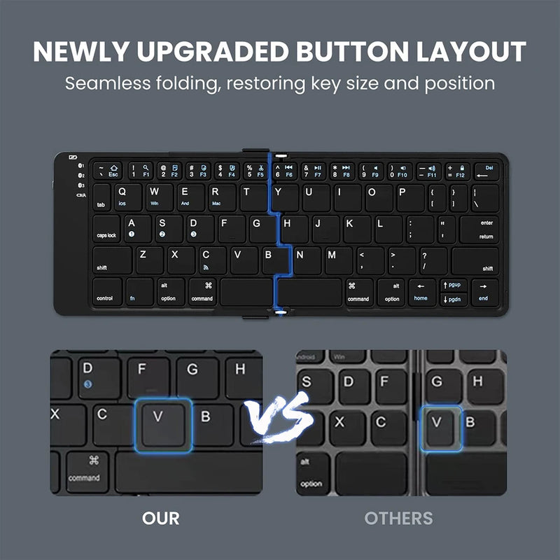 BOW Foldable Bluetooth Mobile Phone KeyboardWireless Keyboard Rechargeable Ultra Slim Keyboard for IOS Android Smartphone