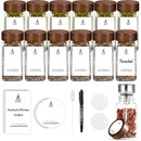 12/24/35 Pcs Spice Jars with Acacia Wood Lids, 120ml Transparent Glass Containers with Spice Labels, Kitchen Spice Bottles