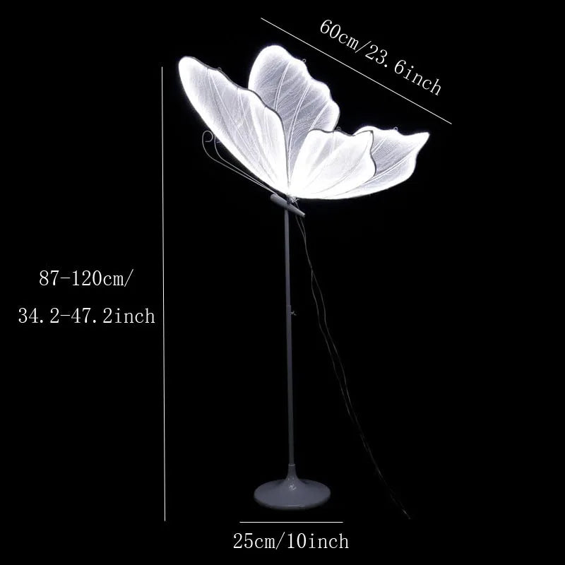 60/80/100cm Wedding Butterfly Floor lamp Creative Butterfly Ceiling Lamp Butterfly Hanging Decoration Prop for Wedding Christmas