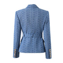 Pattern Denim Jackets for Ladies Women Fashion Blazer with Belt - Custom Luxury