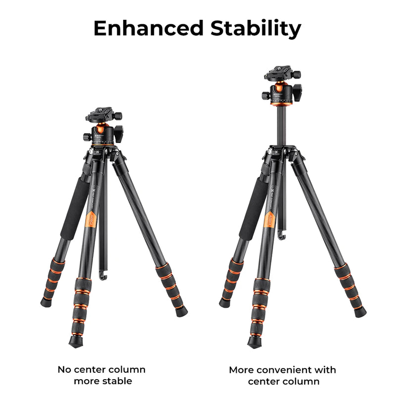 K&F Concept Professional Carbon Fiber Tripod for DSLR Camera, Max Load 15kg