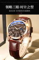 Quartz Watch, Fashion Business, Three-Eye Roman Dial Bamboo Belt.