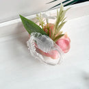 Bride groom wedding accessories wrist corsage bracelet cuff flower bridesmaid boutonniere Men Pins Silk Roses Artificial Flowers