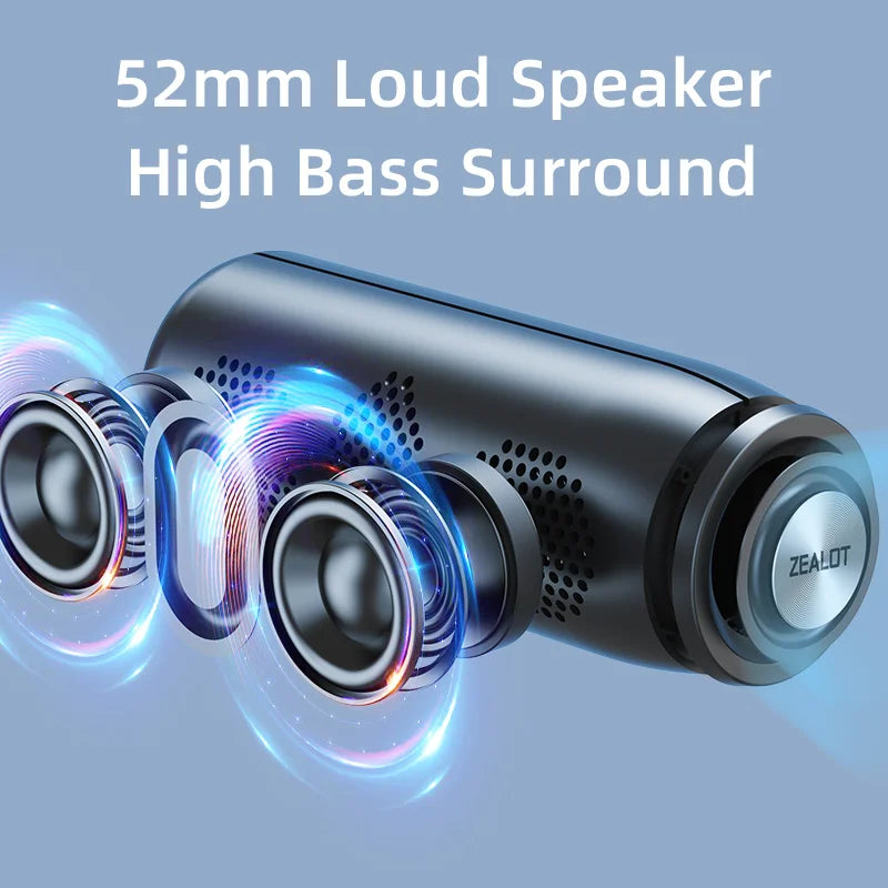 ZEALOT-S51 Powerful Bluetooth Speaker Bass Wireless Speakers Subwoofer Waterproof Sound Box Support TF, TWS, USB Flash Drive