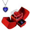 Gift for women, gift box with eternal rose and heart necklace, jewelry box