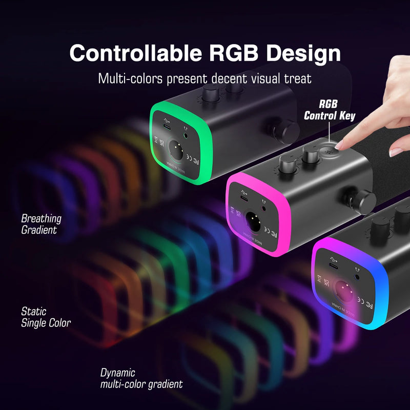 Dynamic Microphone with RGB, Control/Headphone jack/Mute, MIC for, PC Gaming, Recording, Streaming, AmpliGame-AM8. - FIFINE USB/XLR