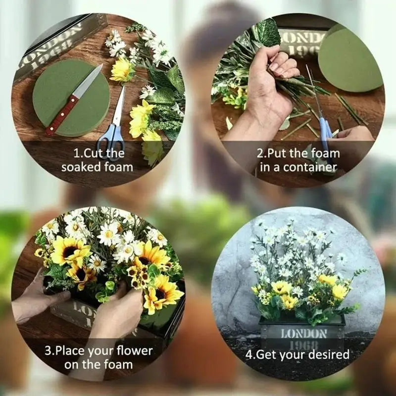 10Pcs 11.5cm Round Floral Foam Bricks for Wedding Party Table Arrangement Decoration Wet Foam Artificial Flower Mud Home Garden