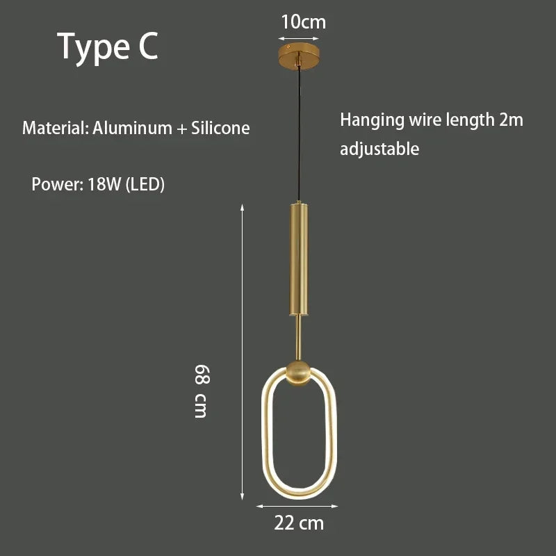 Pendant Lamp Bedroom Bedside Lamp Modern Minimalist Nordic Light Luxury Chandelier Restaurant TV Background Wall Chandelier