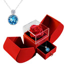 Gift for women, gift box with eternal rose and heart necklace, jewelry box