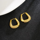 Luxury 24K  Pure Gold real gold Women's Light Luxury Diamond Earrings Geometric Twisted Square Earrings