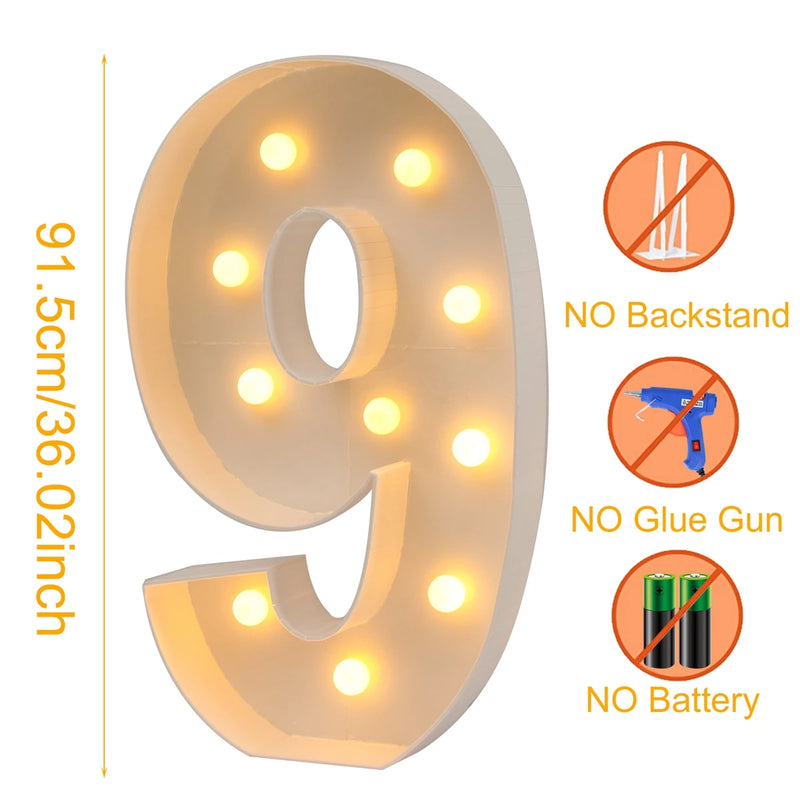 Giant LED Light Up Birthday Number Figure for 1st Birthday, Anniversary, Wedding,