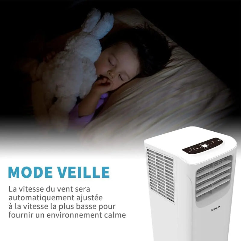 SHINCO Mobile Air Conditioner with Exhaust Hose, 9000BTU, 2.6 kW, Cooling & Ventilating & Dehumidifying, Mobile Air Conditioner