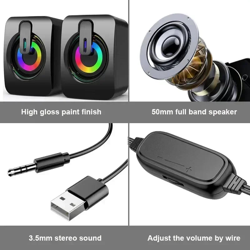 Computer Speaker Stereo Sound With Microphone 3.5mm AUX Home Office PC Speaker for Macbook Desktop Notebook Computer Loudspeaker