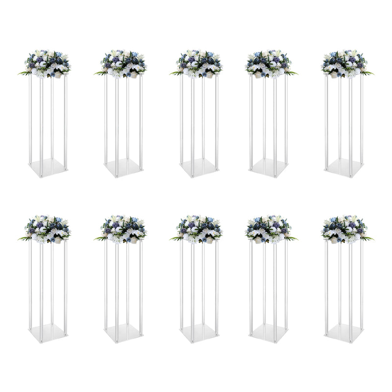 Acrylic Wedding Vase Set, Tall Flower Stands, Clear Column