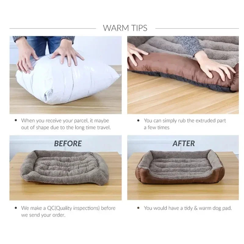 Dog Cat Bed for Large Dog Cushion Non-slip Sleeping Cat Bed Winter Warm Thickened Dog Bed Soft Cat Mat Pet House
