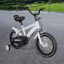 Kids’ Bike with Safety Training Wheels, 14-Inch Rubber Tires, Adjustable PU Seat, Chain Guard, White