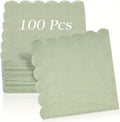 100 Pcs Cocktail Napkins, 2-Ply 5 x 5 Inches Disposable Scalloped Napkins, Thick Premium Dessert Napkins