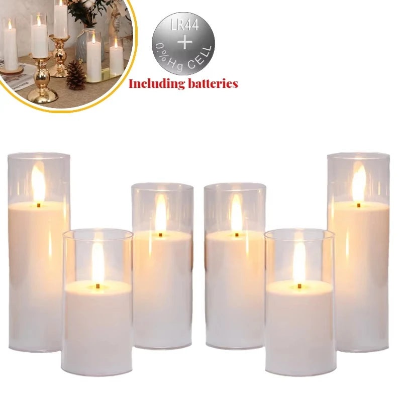 Battery-operated acrylic glass LED candles, flameless candles, flickering candles