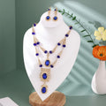 Moroccan Wedding Dress Jewelry Handmade Red Blue Gemstone Necklace Earrings Gold-Plated Kaftan Bridal Accessories