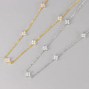 New Stainless Steel Zircon Necklaces for Women 18K Gold Plated Four Leaf Grass Collar Chain Necklace Luxury Jewelry Gift