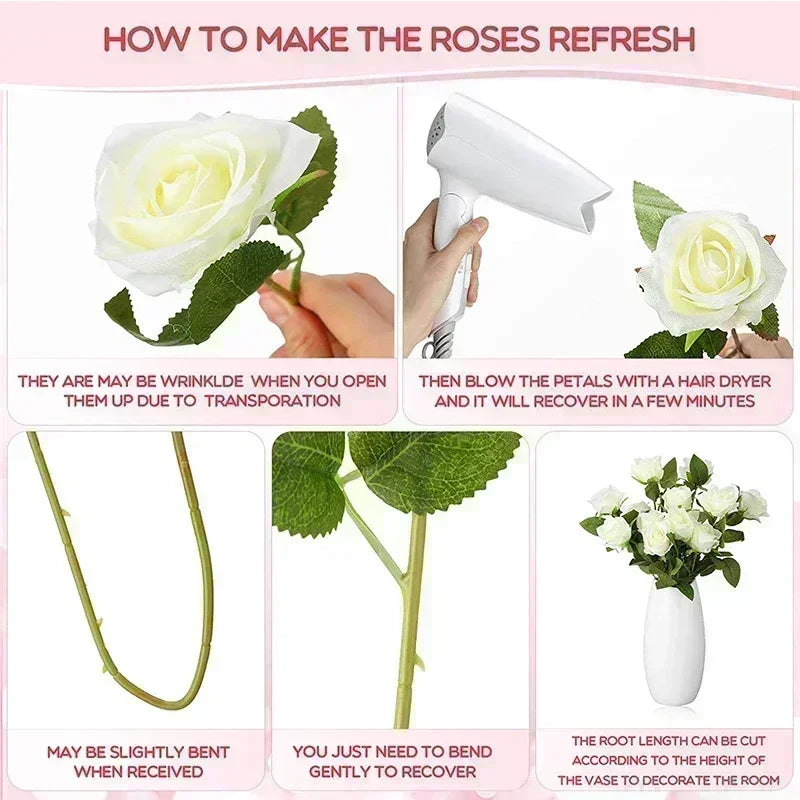 Bouquet of real-looking artificial silk roses for centerpieces
