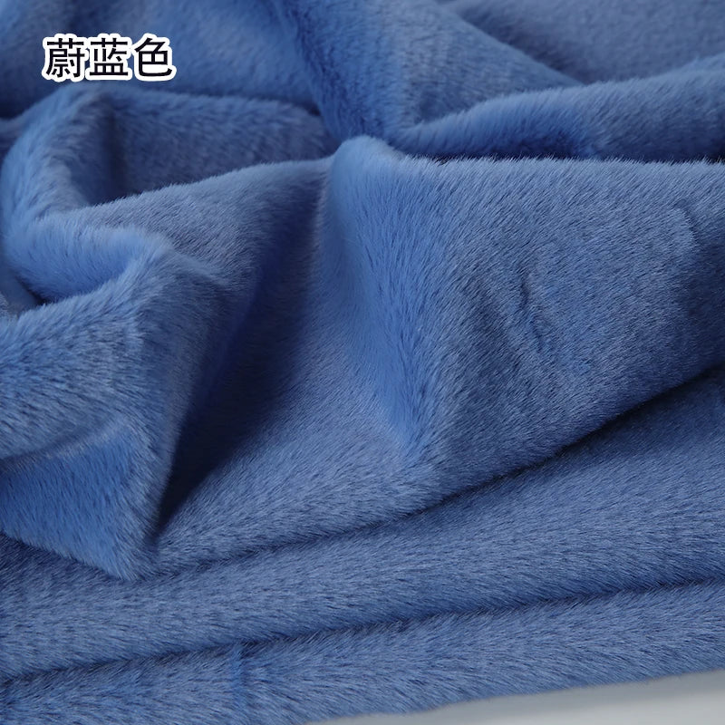 Plain Faux Fur Fabric Smooth Clothes Coats Dolls Sewing Thickened Imitation  Rabbit Plush Textile Soft Silky.