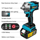 Brushless Electric Impact Wrench Cordless Electric Screwdriver 1/2 inch Socket Power Tools for Makita 18V Battery. - Gisam 1000N.M