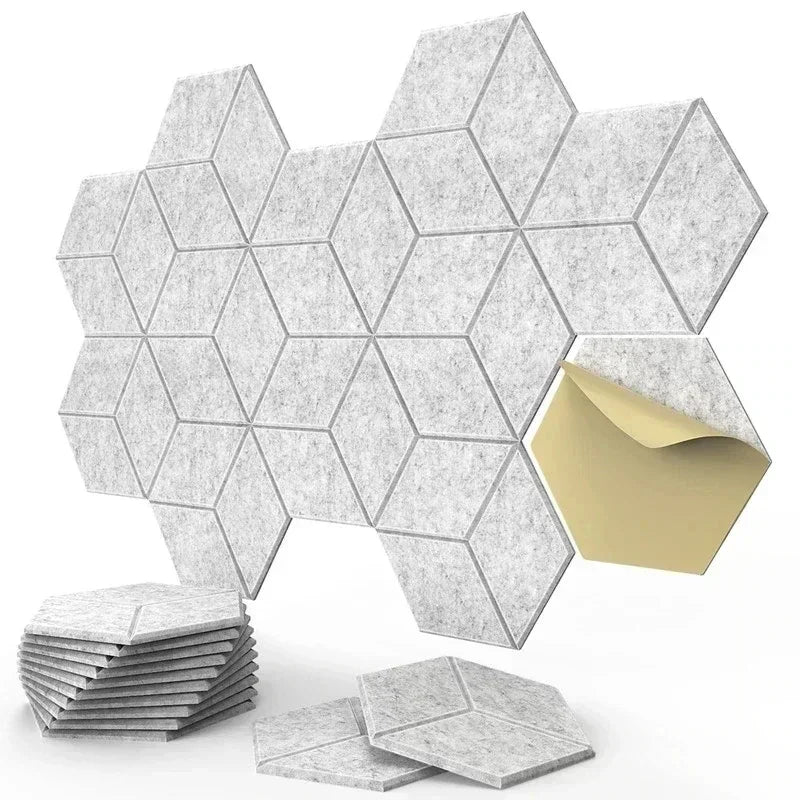 HexagonalSelf-adhesive Acoustic Panels Sound Proof Foam Panels Y-Lined Design to Absorb Noise Eliminate Echoes Black. - 12/6/1piece