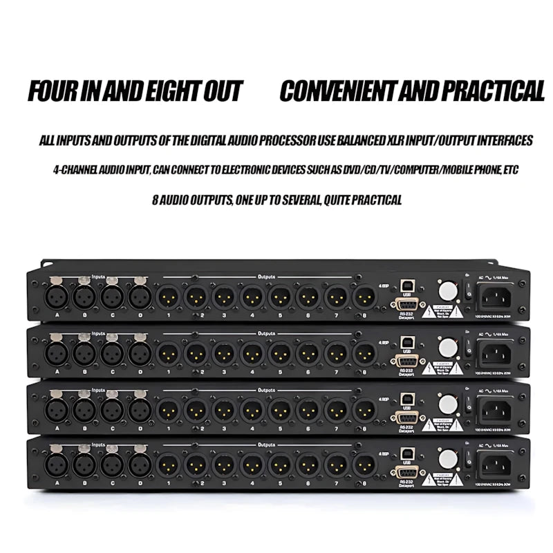 Paulkitson Audio Processor 4.8sp Professional Linear Array Stage Performance Chinese Digital Speaker Bass Divider 4-In And 8-Out