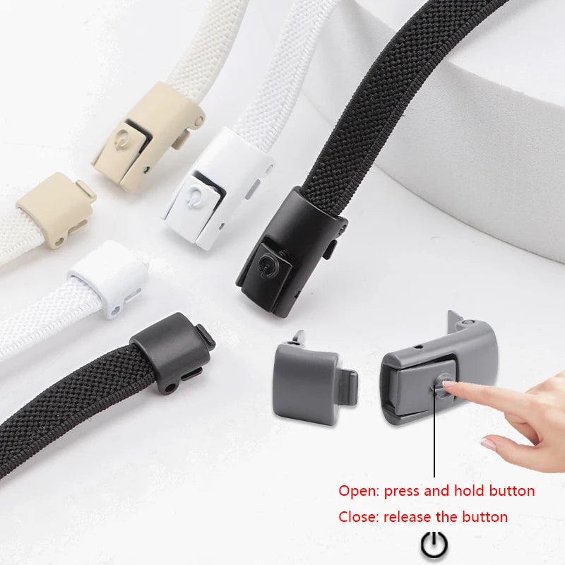 1Pair No Tie Shoe laces, Press Lock Shoelaces without ties Elastic Laces Sneaker Kids Adult 8MM Widened Flat Shoelace for Shoes