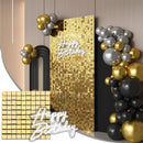 Square glitter wall background with shiny decorative panels,