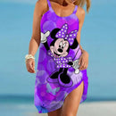Women's Beach Dresses Disney-Mickey Minnie Dresses for Women 2025. Summer Fashion Sling Print Sexy Skinny Seaside Casual Oversize