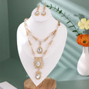 Moroccan Wedding Dress Jewelry Handmade Red Blue Gemstone Necklace Earrings Gold-Plated Kaftan Bridal Accessories