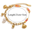 GIOIO Stainless Steel Starfish Seashell Bracelet Gold-Plated Pendant Bracelets For Women Jewelry Waterproof Trendy Jewelry Gift
