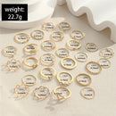 28pcs/Set Fashionable Heart Love Star Rhinestone Simple Wave Metal Circle Hollow Geometric Multi-Element Style Rings For Women