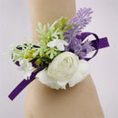 YO CHO Purple Bridesmaid Wrist Flowers Handmade Wedding Corsages and Boutonnieres Brooch Artificial Rose Bride Groom Boutonniere