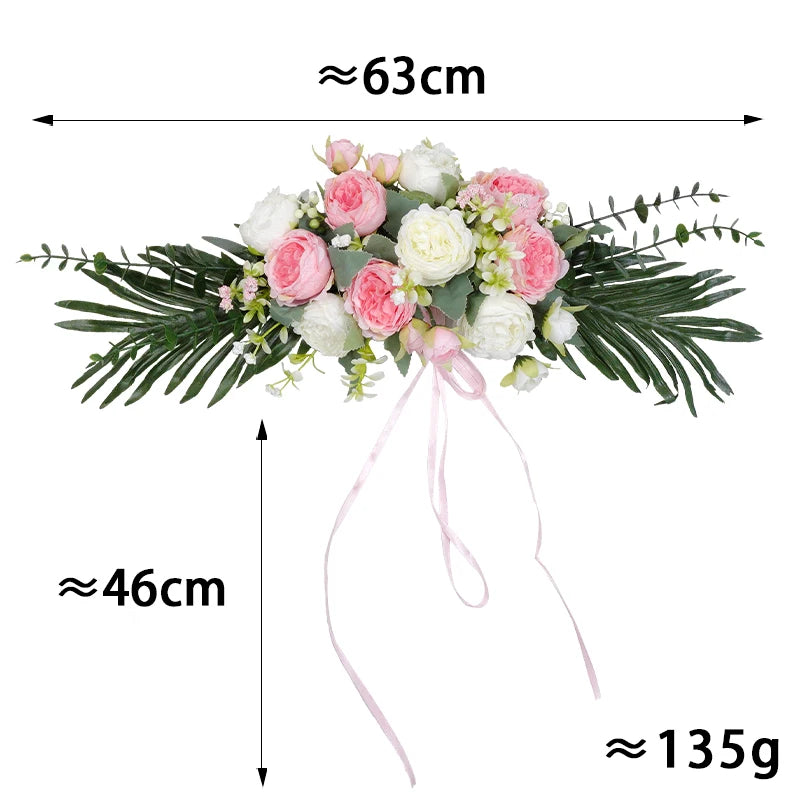 1PC Artificial Wedding Arch Flowers Boho Red Rose Eucalyptus Garland Drapes Home Decoration Wedding Decorations Welcome Sign