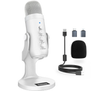 Professional White USB Condenser Microphone Studio Recording Mic for PC Computer Phone Gaming Streaming Podcast Youtube - Haomuren