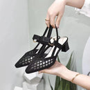 New summer high heel sandals with thick gauze with net,