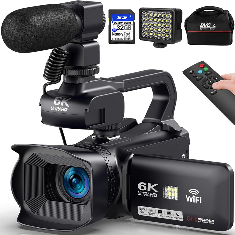 Câmera Camcorders 64MP Streaming Câmera 4.0"Touch Screen, Digital Video Câmeras Photography, YouTube Camcorder 6K Ultra HD. - KOMERY
