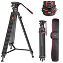 Professional Video Tripod Stand 74'' Metal Heavy Duty Panorama Head 3Section Load 22lb/10kg for DSLR Camera Camcorder. - EVUMO DF6