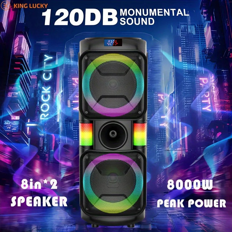 8202 Wireless Bluetooth Super big Speaker With Maximum Peak Power Of  120DB sound Outdoor Portable Party Soundbox  with Mic