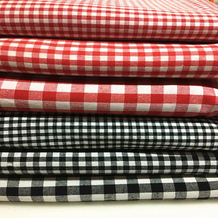 Cotton Plaid Fabric By The Meter for Sewing Shirts Clothing Dresses Tablecloth Coats Black White Red Soft Breathable Comfortable