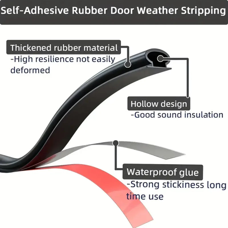 Window Dustproof Soundproof Bedroom Door Weather Sealing Strip 10*6mm Self Adhesive Anti-Collision Sound Insulation. - 6M/1Roll