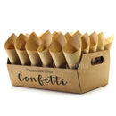 Personalized wedding confetti cones with names and date,