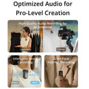 DJI Mic 2 Wireless Microphone with Intelligent Noise Cancelling 32-bit Float Internal Recording Optimized Sound 250m Range